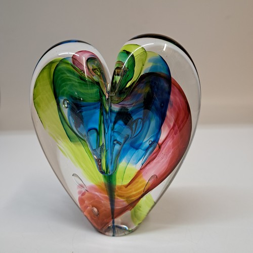 Click to view detail for DG-163 Blown Glass Heart Lime, Teal, Rose $112